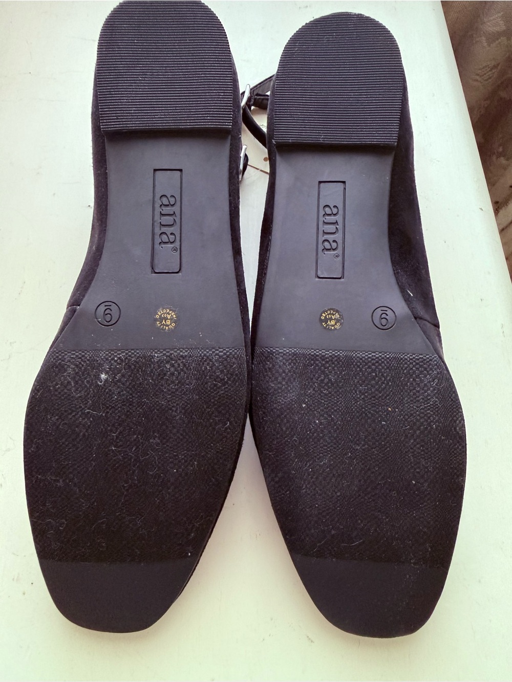Anna Black Suede Ankle-Strap Flats with Buckle - Picture 4 of 4